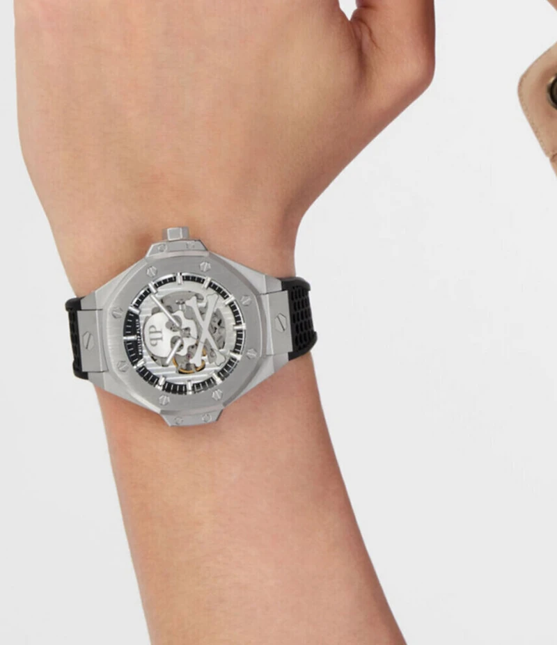 Philipp Plein Men's Plein Skeleton Royal Automatic Silicone Strap Watch