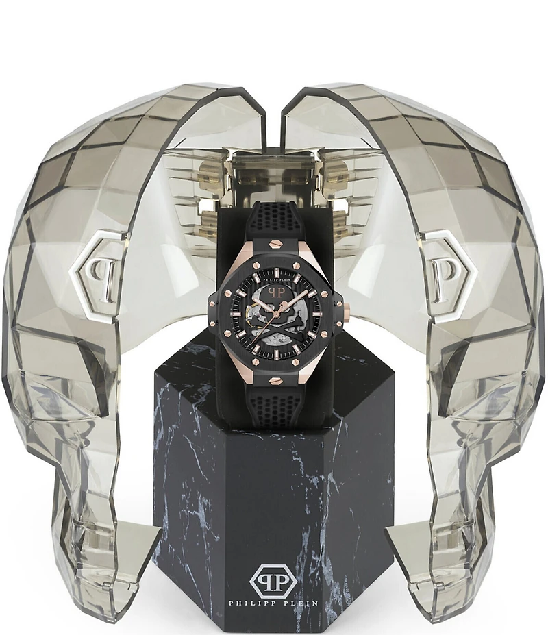 Philipp Plein Men's Plein Skeleton Royal Automatic Silicone Strap Watch