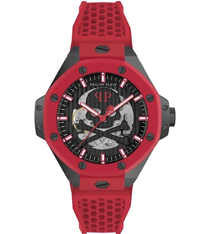 Philipp Plein Men's Plein Skeleton Royal Automatic Silicone Strap Watch