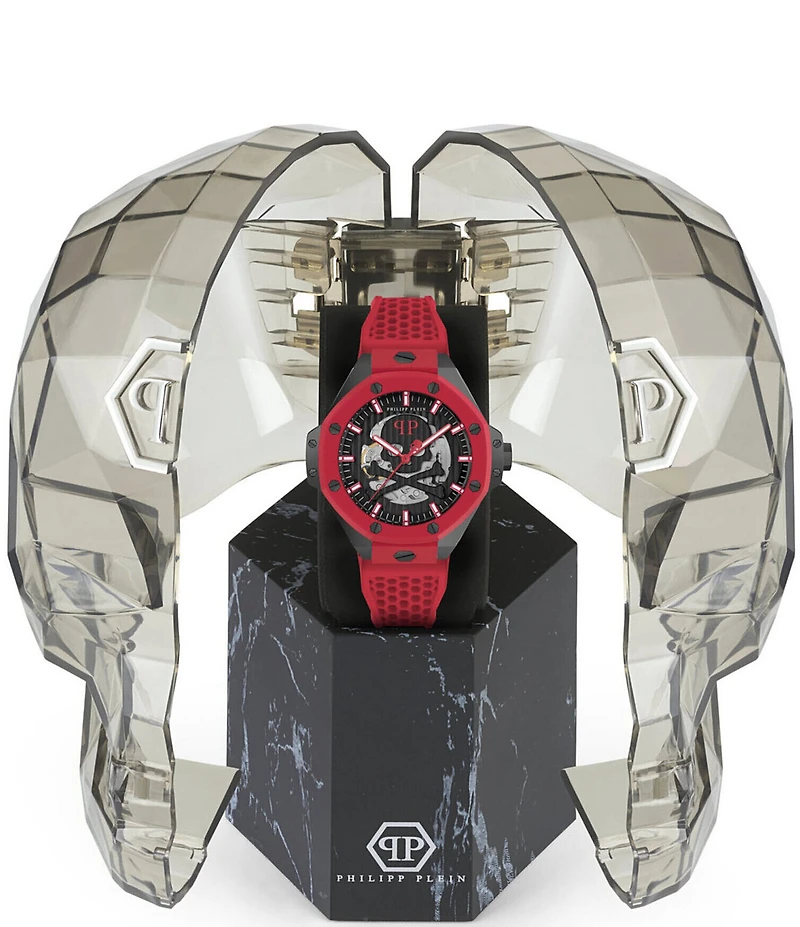 Philipp Plein Men's Plein Skeleton Royal Automatic Silicone Strap Watch