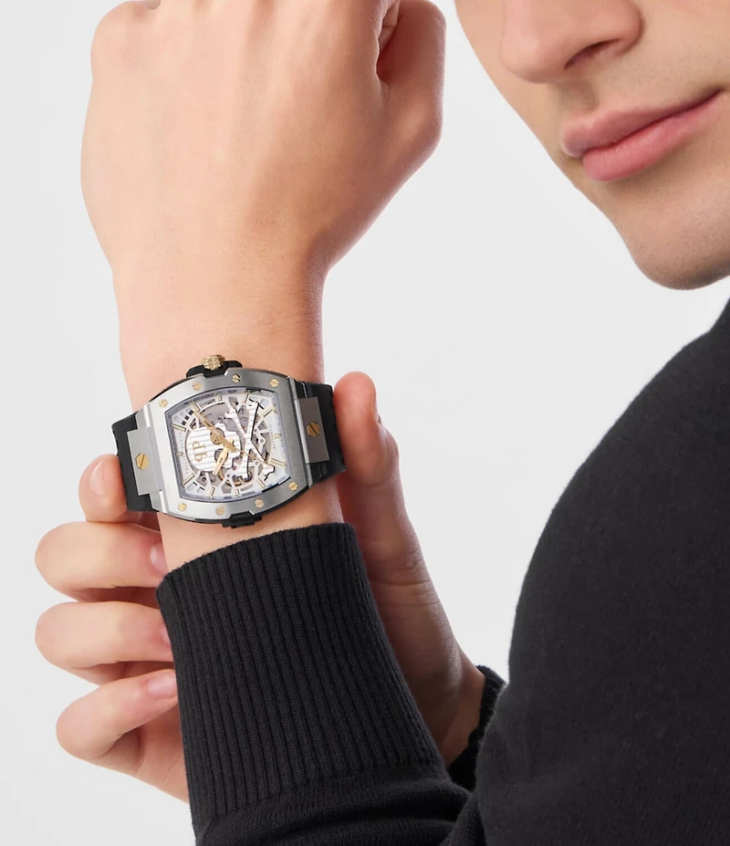Philipp Plein Men's The Keleton 2.0 Automatic Silicone Strap Watch