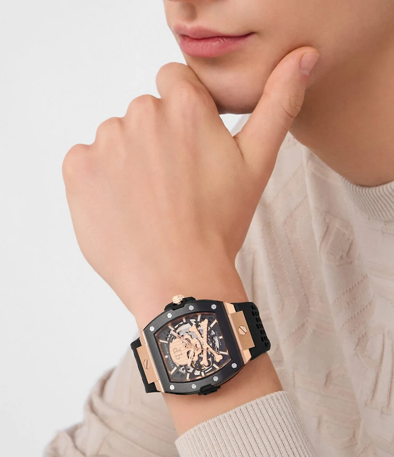 Philipp Plein Men's The Keleton 2.0 Automatic Silicone Strap Watch