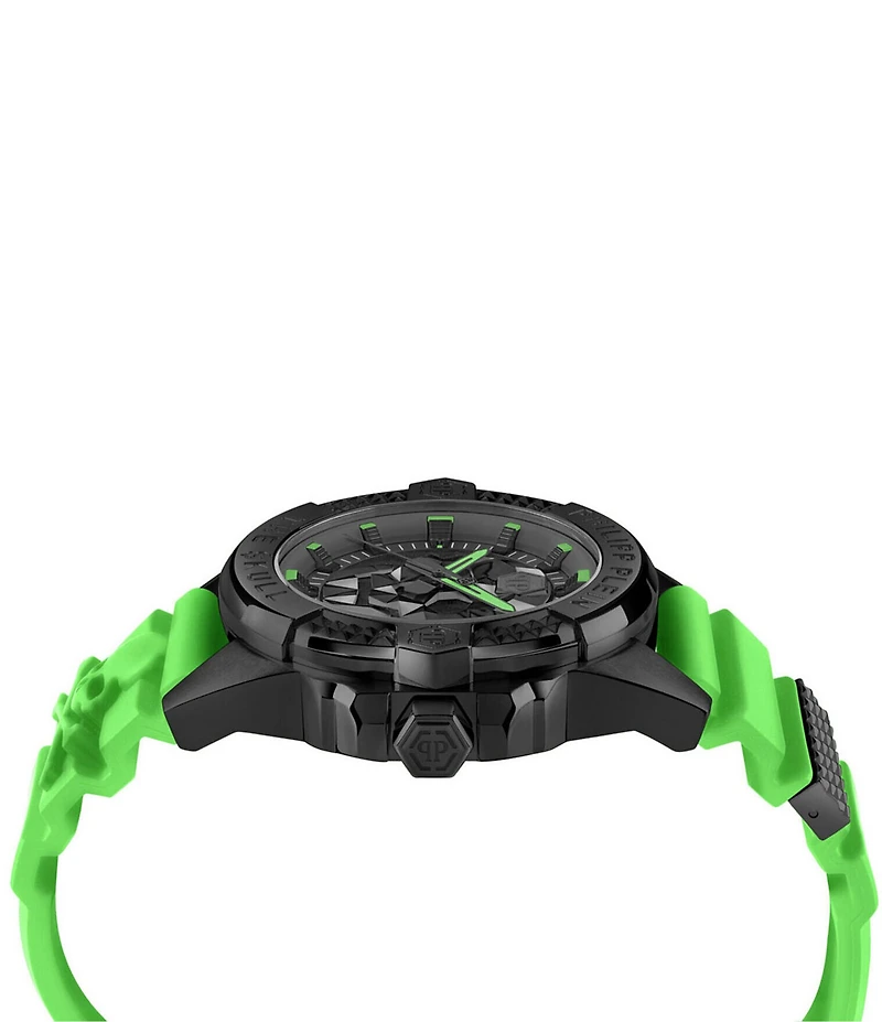 Philipp Plein Men's The Kull Analog Green Silicone Strap Watch