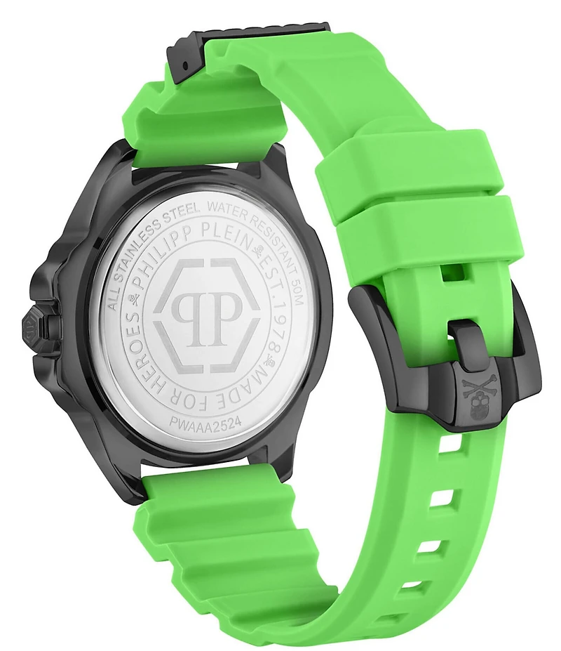 Philipp Plein Men's The Kull Analog Green Silicone Strap Watch