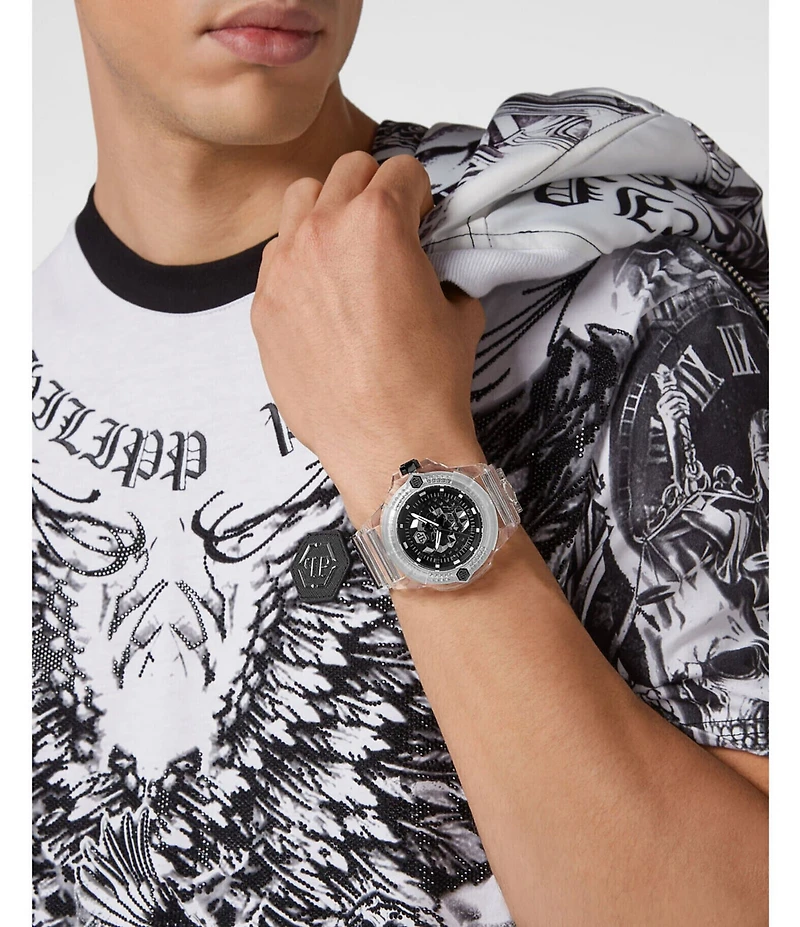 Philipp Plein Men's The Kull Synthetic Quartz Analog Grey Silicone Strap Watch