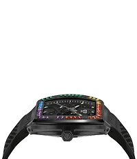 Philipp Plein Men's The Rainbow Stones Skeleton Automatic Black Silicone Strap Watch