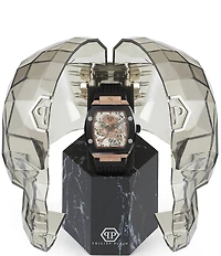 Philipp Plein Men's The Skeleton Automatic Black Silicone Strap Watch