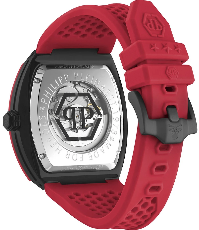 Philipp Plein Men's The Skeleton Automatic Silicone Strap Watch
