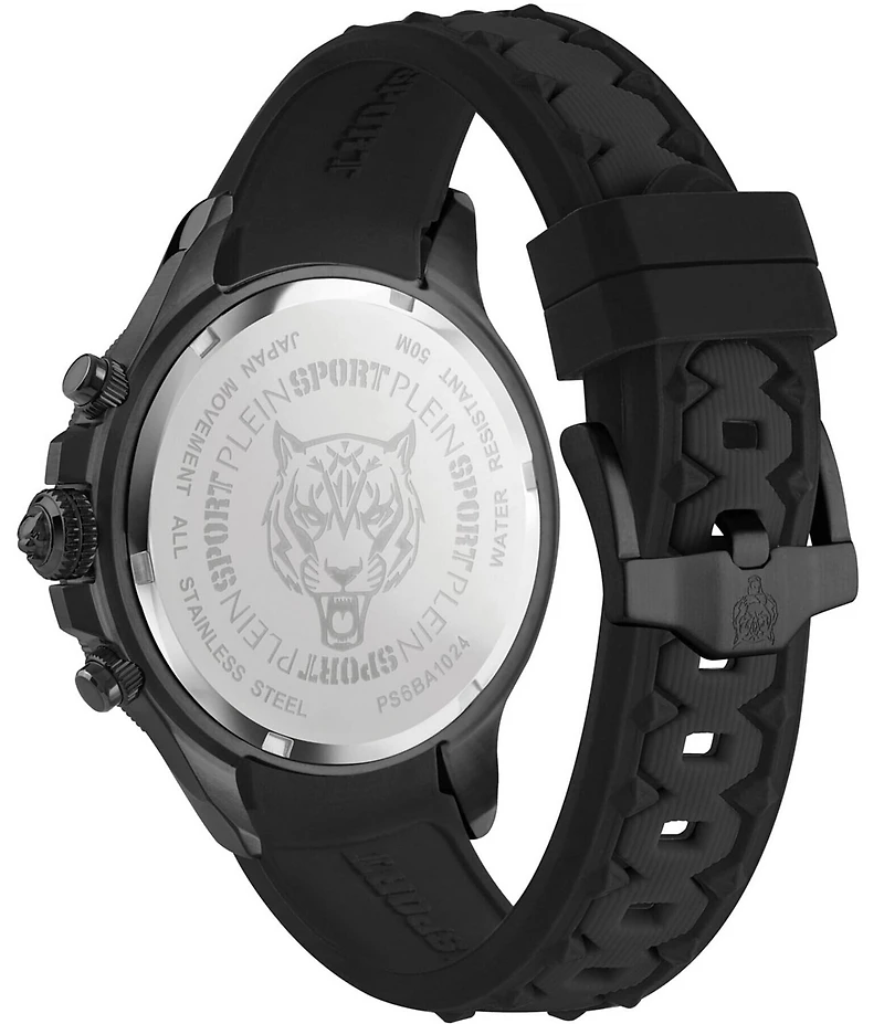 Philipp Plein Men's Warrior Tech Chronograph Black Silicone Strap Watch