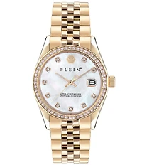 Philipp Plein Women's Date Superlative Crystal Quartz Analog Gold Stainless Steel Bracelet Watch