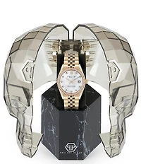 Philipp Plein Women's Date Superlative Crystal Quartz Analog Gold Stainless Steel Bracelet Watch