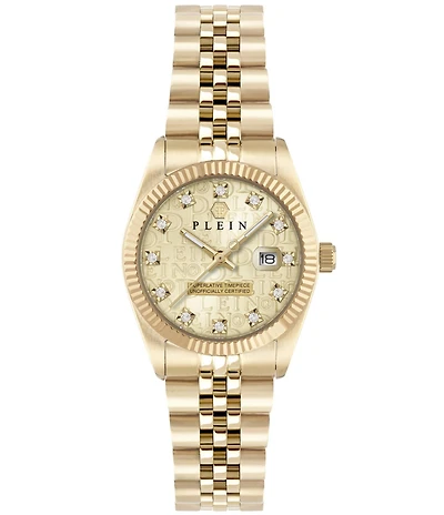 Philipp Plein Women's Date Superlative Mechanical Automatic Gold Tone Stainless Steel Bracelet Watch