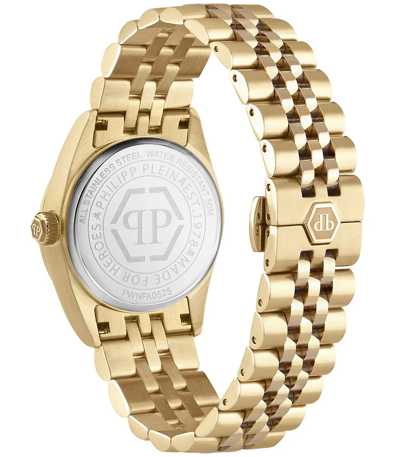 Philipp Plein Women's Date Superlative Mechanical Automatic Gold Tone Stainless Steel Bracelet Watch