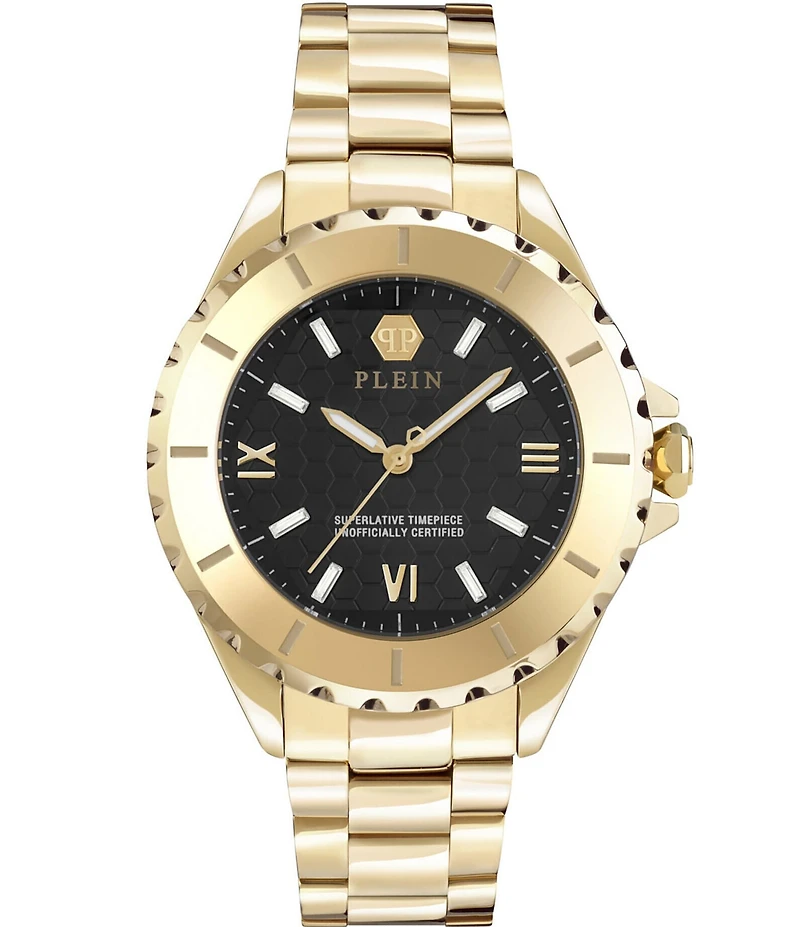 Philipp Plein Women's Black Dial Heaven Analog Gold Tone Stainless Steel Bracelet Watch
