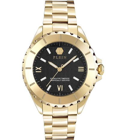 Philipp Plein Women's Black Dial Heaven Analog Gold Tone Stainless Steel Bracelet Watch