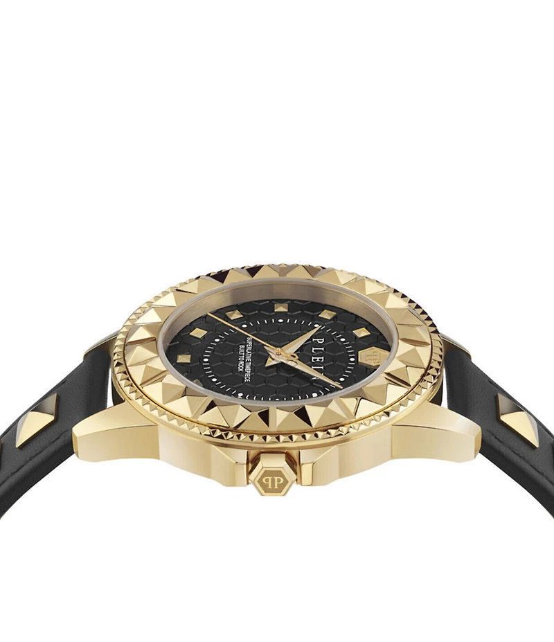 Philipp Plein Women's Lady Rock Analog Black Leather Studded Strap Watch