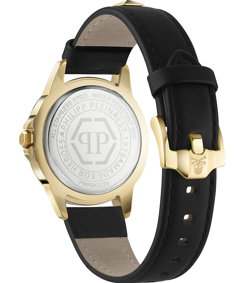 Philipp Plein Women's Lady Rock Analog Black Leather Studded Strap Watch