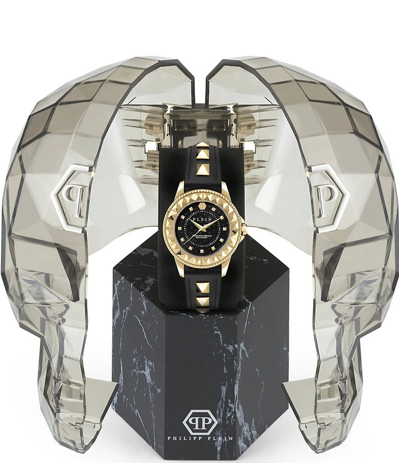 Philipp Plein Women's Lady Rock Analog Black Leather Studded Strap Watch