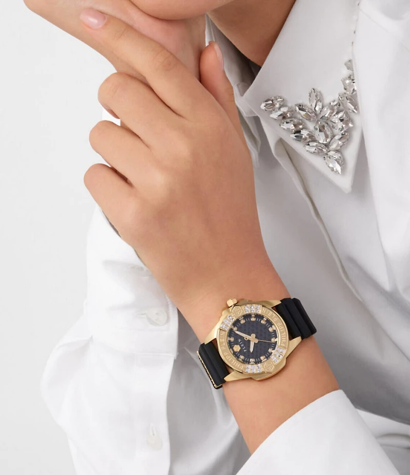 Philipp Plein Women's Plein Majesty Analog Black Silicone Strap Watch