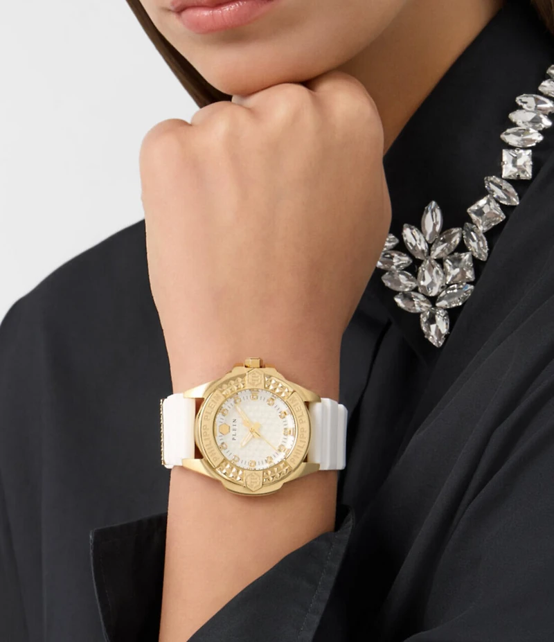 Philipp Plein Women's Plein Majesty Analog White Silicone Strap Watch
