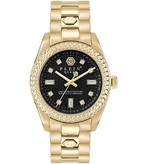 Philipp Plein Women's Queen Quartz Analog Black Dial Gold Stainless Steel Bracelet Watch