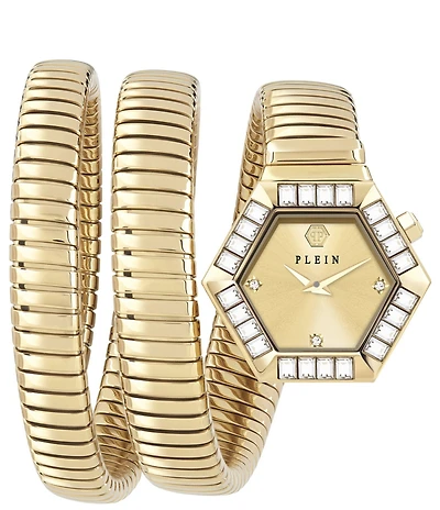 Philipp Plein Women's Snake Hexagon Analog Gold Tone Stainless Steel Bracelet Watch