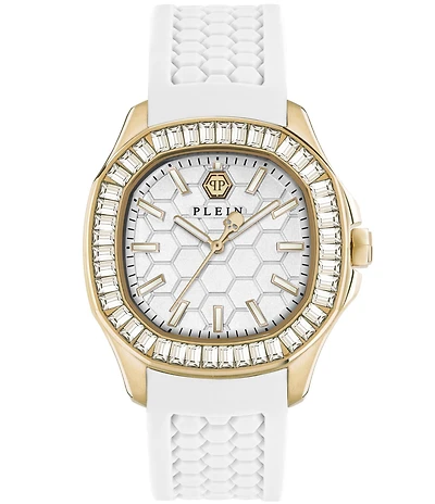 Philipp Plein Women's The Pectre Lady Crystal Analog White Silicone Strap Watch