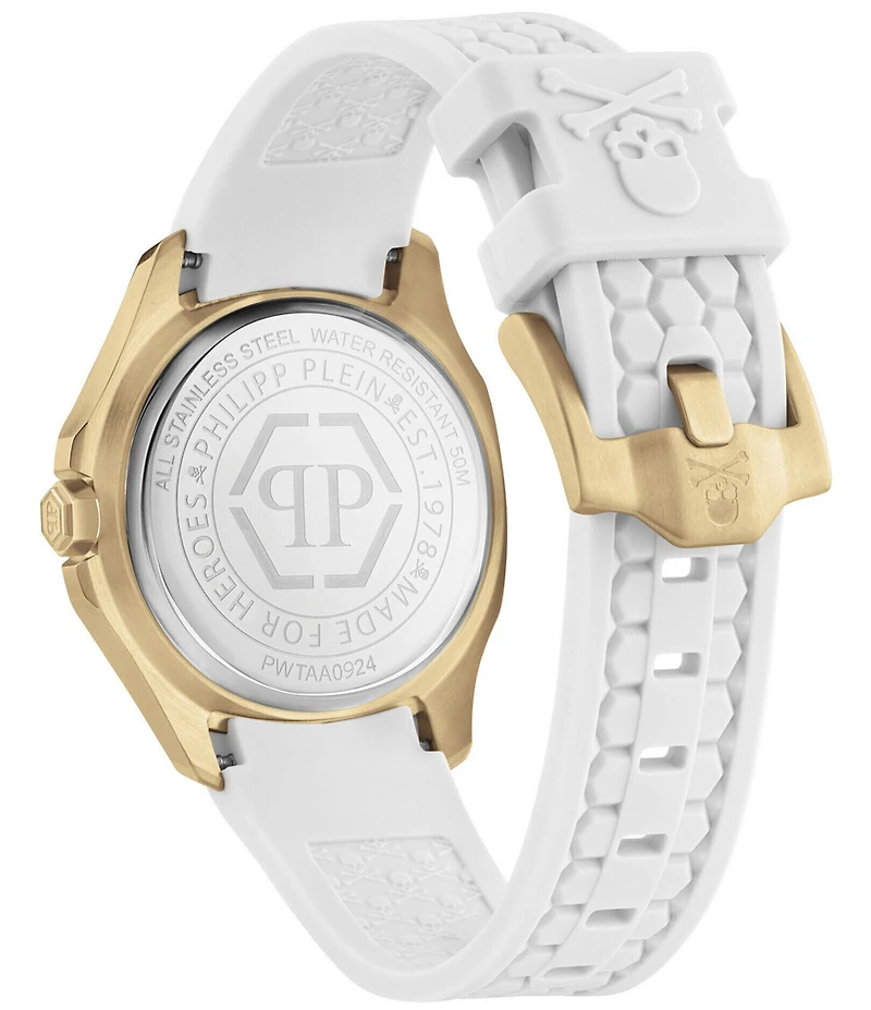Philipp Plein Women's The Pectre Lady Crystal Analog White Silicone Strap Watch