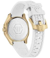 Philipp Plein Women's The Pectre Lady Crystal Analog White Silicone Strap Watch