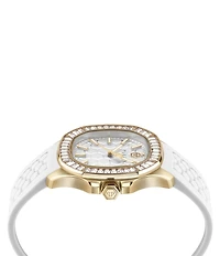 Philipp Plein Women's The Pectre Lady Crystal Analog White Silicone Strap Watch