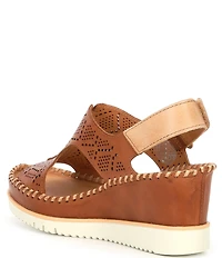 Pikolinos Aguadulce Leather Cut-out Perforated Platform Wedge Sandals