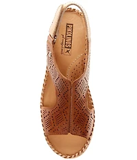 Pikolinos Aguadulce Leather Cut-out Perforated Platform Wedge Sandals
