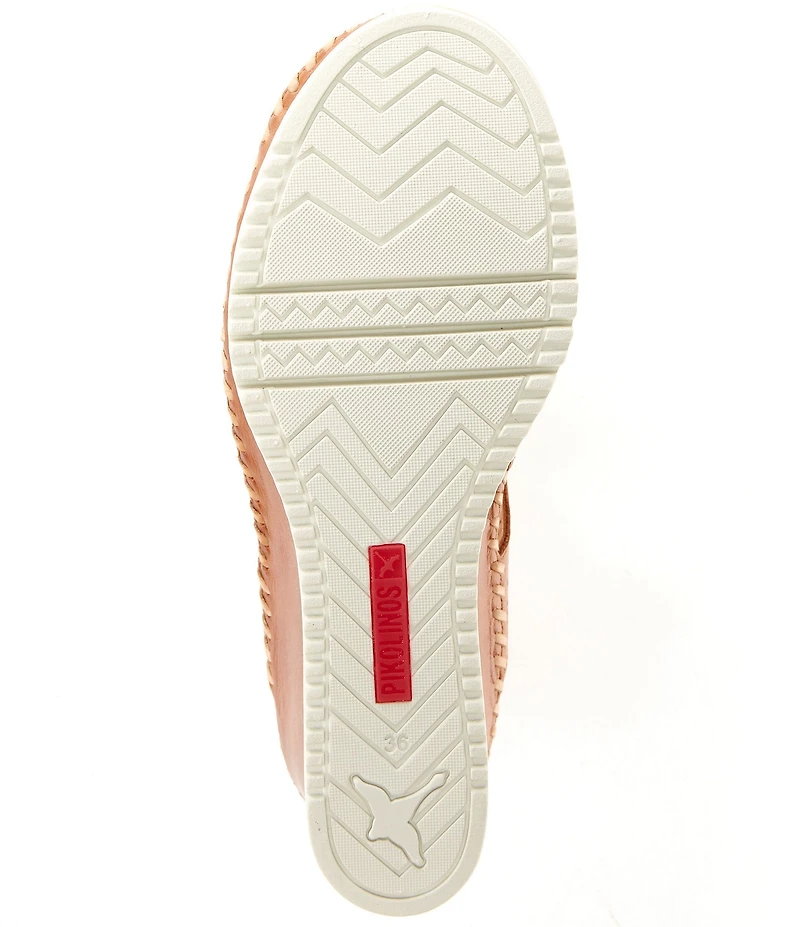 Pikolinos Aguadulce Leather Cut-out Perforated Platform Wedge Sandals