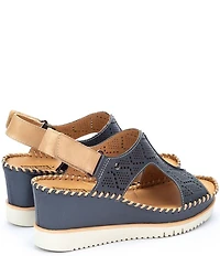 Pikolinos Aguadulce Leather Cut-out Perforated Platform Wedge Sandals