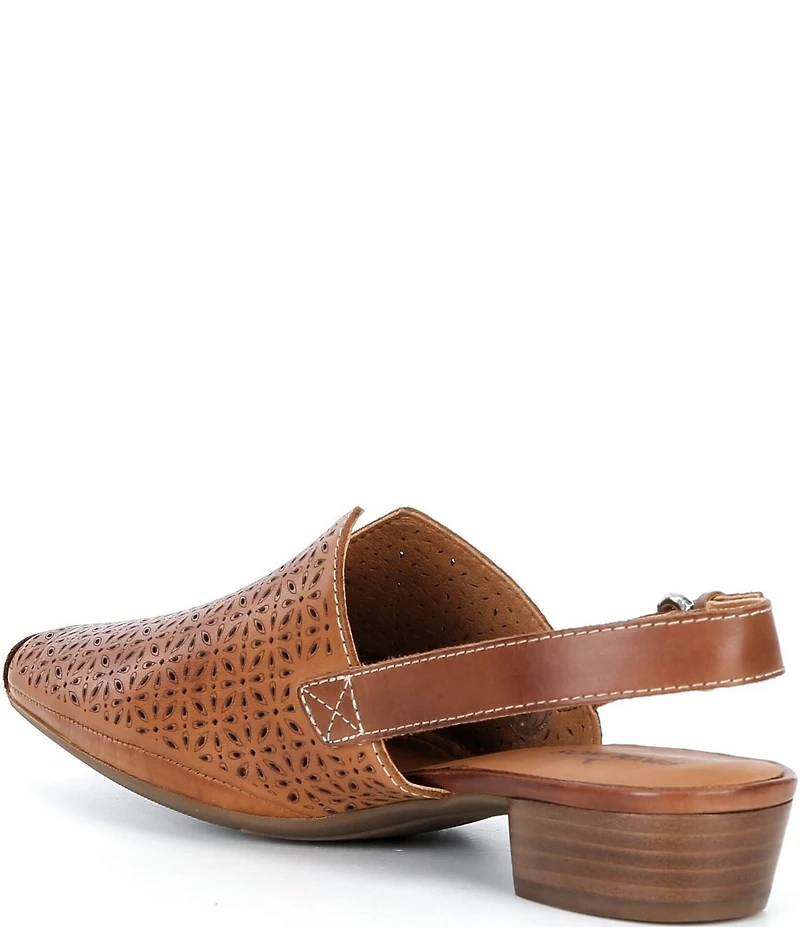 Pikolinos Alameda Perforated Leather Block Heel Slingback Pumps