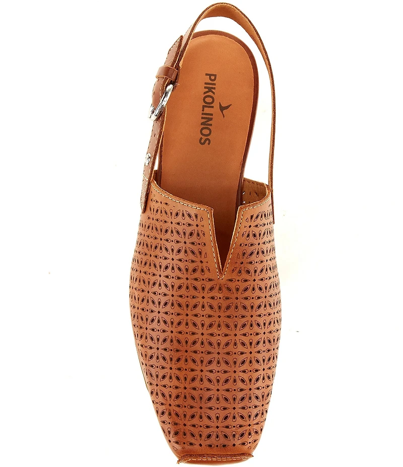 Pikolinos Alameda Perforated Leather Block Heel Slingback Pumps