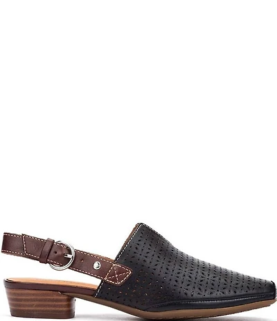 Pikolinos Alameda Perforated Leather Block Heel Slingback Mules