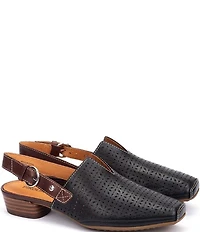 Pikolinos Alameda Perforated Leather Block Heel Slingback Mules