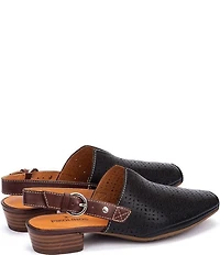 Pikolinos Alameda Perforated Leather Block Heel Slingback Mules