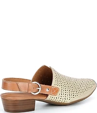 Pikolinos Alameda Perforated Leather Block Heel Slingback Pumps