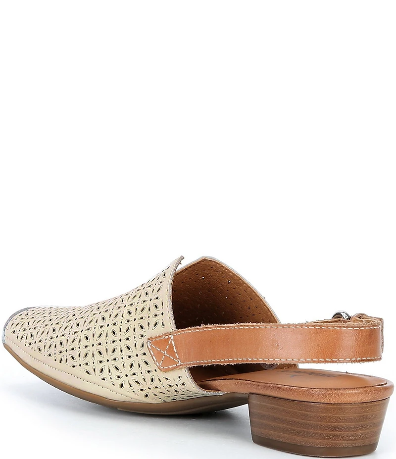Pikolinos Alameda Perforated Leather Block Heel Slingback Pumps