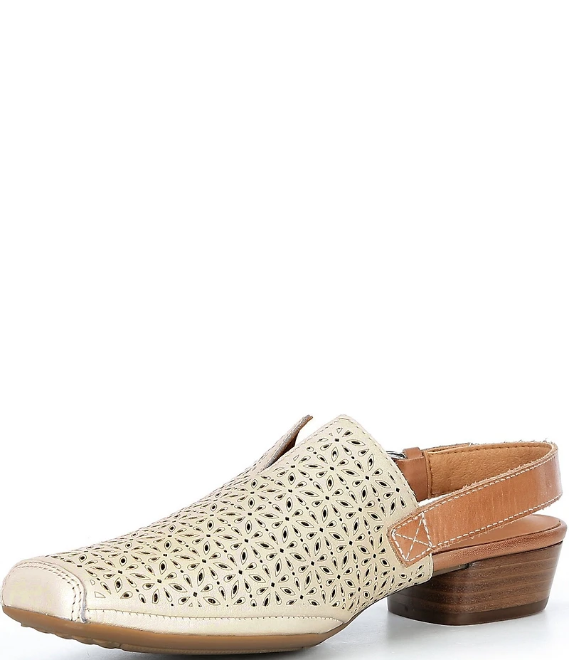 Pikolinos Alameda Perforated Leather Block Heel Slingback Pumps