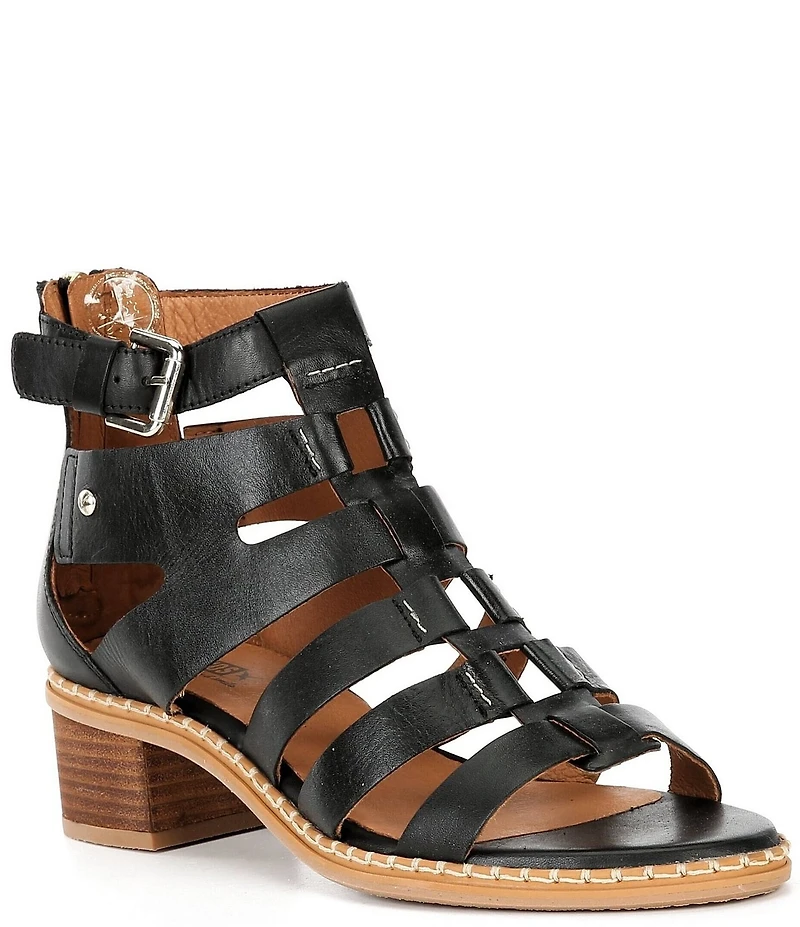 Pikolinos Blanes Leather Block Heel Gladiator Sandals