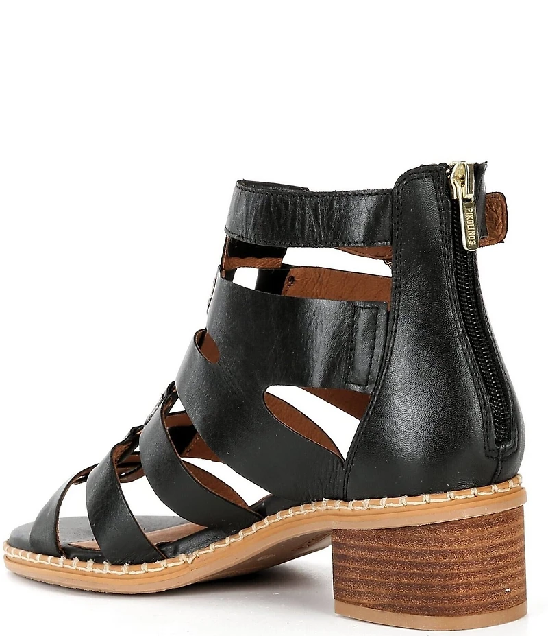 Pikolinos Blanes Leather Block Heel Gladiator Sandals