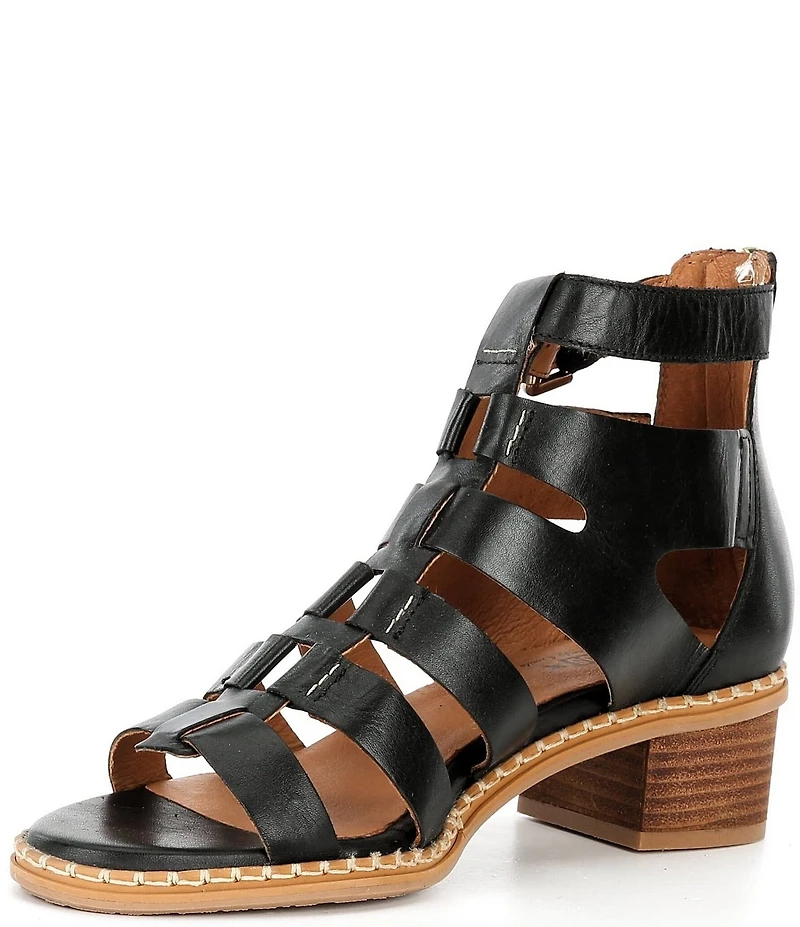 Pikolinos Blanes Leather Block Heel Gladiator Sandals