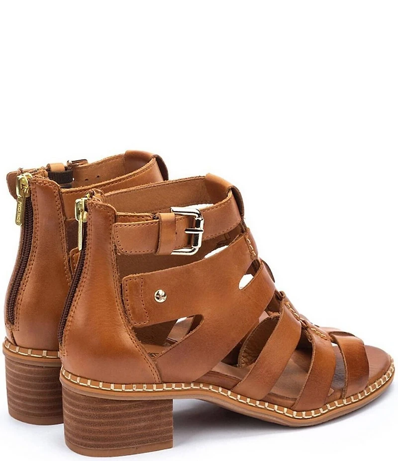 Pikolinos Blanes Leather Block Heel Gladiator Sandals