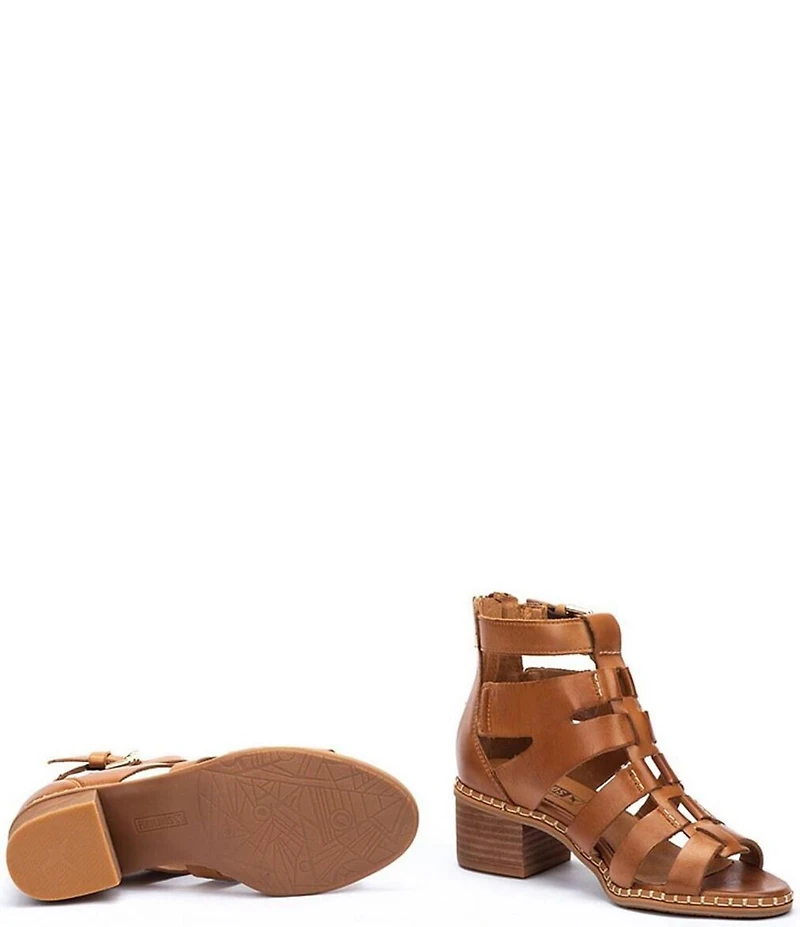 Pikolinos Blanes Leather Block Heel Gladiator Sandals