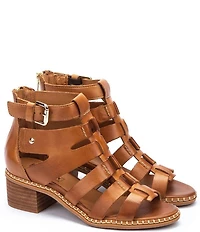 Pikolinos Blanes Leather Block Heel Gladiator Sandals