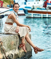 Pikolinos Blanes Leather Block Heel Gladiator Sandals