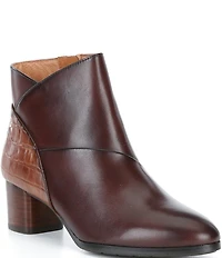 Pikolinos Calafat Leather Croco Embossed Leather Booties